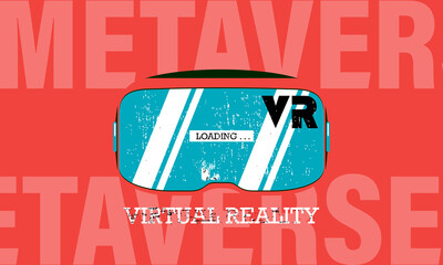 Naklejka premium Metaverse digital cyber world technology, VR goggle, AR augmented reality