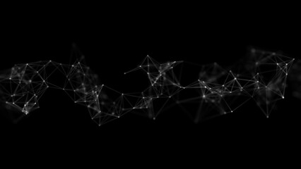 Futuristic global network connection structure. Cyber security digital data flow. Science background concept. 3D rendering.