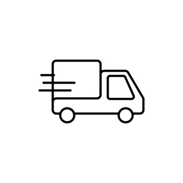 Fast shipping delivery truck. Line icon design. Vector illustration for apps and websites eps 10