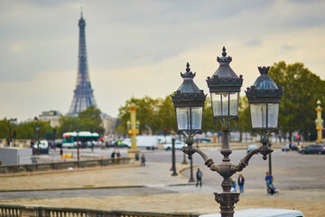 Fototapeta na wymiar Scenic view of Eiffel tower from Tuileries garden in Paris, France