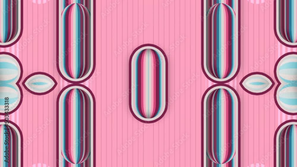 Poster Kaleidoscopic pattern of simple geometric shapes 3d rendering loop animation HD
