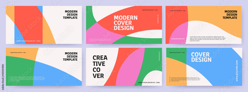 Wall mural creative covers or horizontal posters in modern minimal style for corporate identity, branding, soci