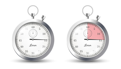Naklejka premium Stopwatch templates with countdown, realistic vector illustration isolated.