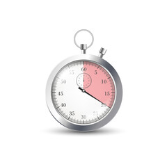 Stopwatch face with expiring deadline realistic vector illustration isolated.