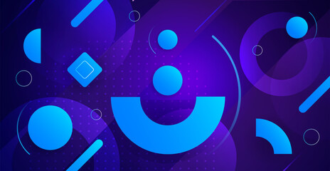 Elegant neon futuristic background. Abstract background of dynamic lines, neon geometric shapes and gradient circles.