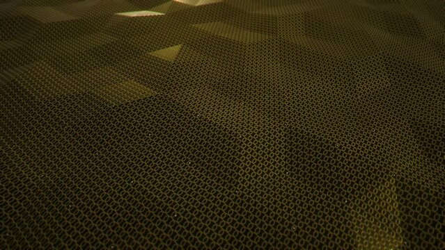 Animazione 3D di un piano a rilievo triangoli  in movimento