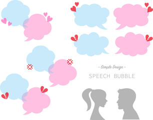 シンプルな吹き出しフレーム男女の恋愛会話セット