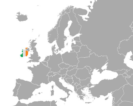 Karte und Fahne von Irland in Europa