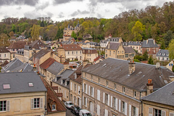 Fototapeta na wymiar Pierrefonds. Les toits de la ville. Oise. Picardie. Hauts-de-France