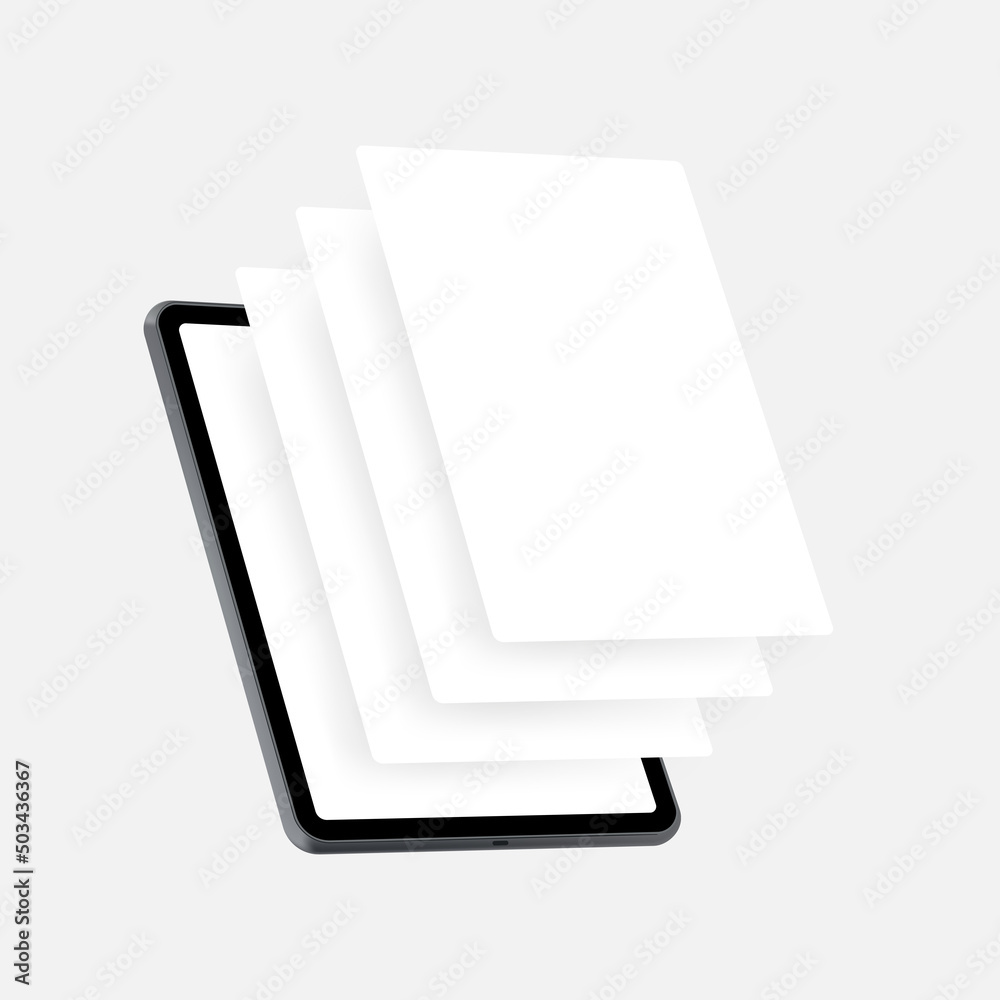 Wall mural tablet mockup with blank web pages. concept for showcasing apps screenshots. vector illustration