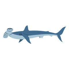 Hammerhead Shark Cartoon Vector Illustration - obrazy, fototapety, plakaty