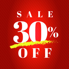 30% off tag thirty percent discount sale white letter red gradient background