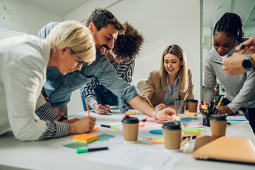 Multiracial business team on a meeting in a modern bright office