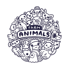 Cute doodle monster having fun isolated on white background