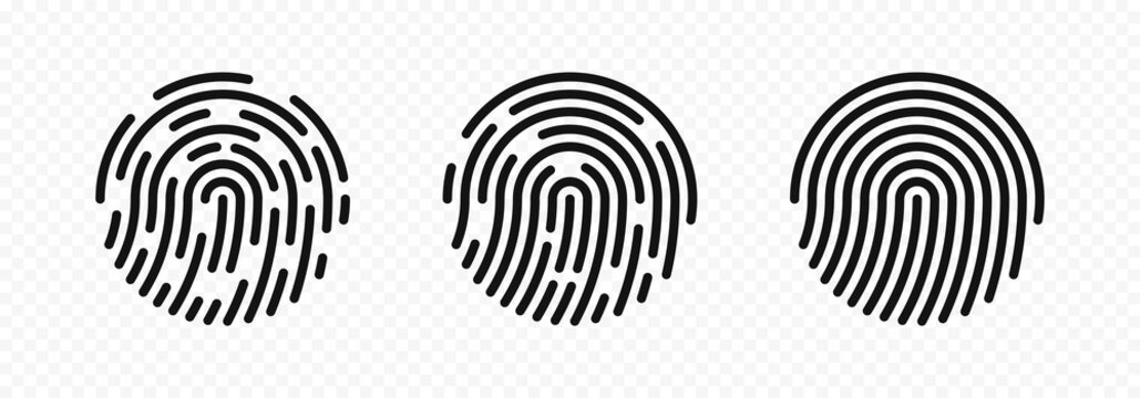 Fingerprint icons. Human fingerprint. Touch id. Fingerprint scan. Vector graphic