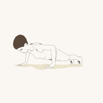 recommend clip art: Young female workout. Sport girl doing push up exercise. Casual sportwear - t-shirt, breeches and sneakers. Young woman wearing workout clothes. Sport fashion girl outline in urban casual style.