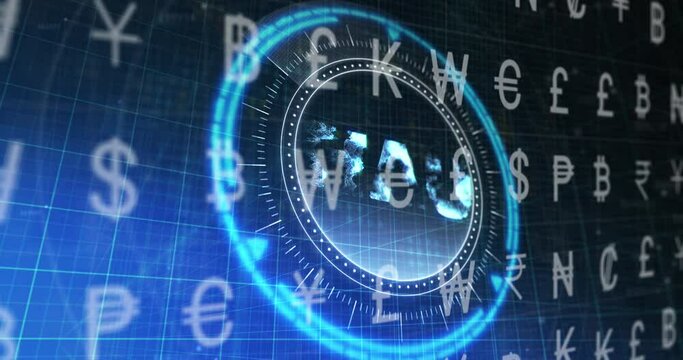 Animation of currency symbol over uah symbol