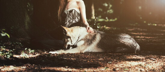 mysterious woman and dog