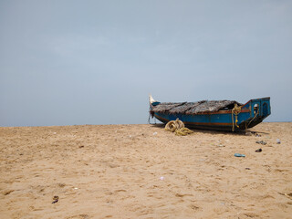 Fishing boats, pozhiyoor beach, Thiruvananthapuram, Kerala, seascape view