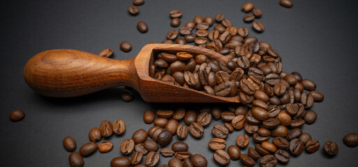 Coffee spoon and coffee beans