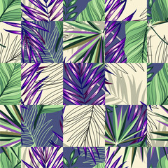 Tropical seamless pattern with abstract geometric leaves. Modern design for paper, cover, fabric, interior decor and other users.