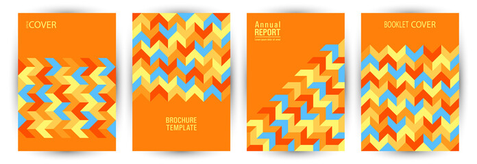 Business booklet cover page mokup set vector design. Suprematism style modern flyer mockup set