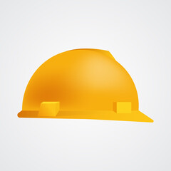 Side view of illustration yellow project helmet on isolated background