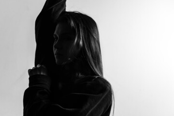 Sexual female black and white model portraits