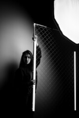 Female black and white studio portrait