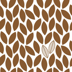Leaf seamless pattern vector illustration. Graphic contour leaves backdrop. Minimal floral wallpaper. Botanical geometric texture white background. Template for print, design, banner or card.