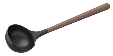 Silicon soup ladle or kitchen utensils on white background.