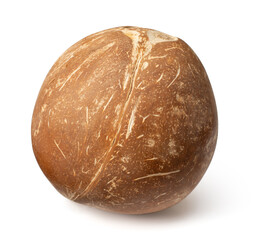One coconut fruit isolated on white background.