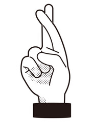 Crossed fingers illustration cartoon style