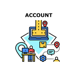 Account Navigation Vector Icon Concept. Account Navigation For Tracking Parcel Shipping And Safe Home Or Job Office Address. Digital Map For Searching Location Or Delivery Service Color Illustration