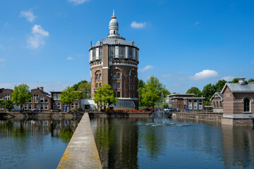 Fototapeta na wymiar The old water tower of Rotterdam in De Esch. This water tower is the oldest surviving water tower in the Netherlands.