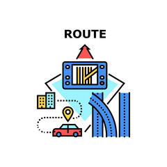 Fototapeta premium Route Guiding Vector Icon Concept. Route Guiding Electronic Device, Driver Using Gps Navigation System For Search And Find Way Home. Digital Gadget For Help Travel Color Illustration