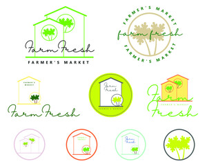 Organic and natural food, healthy food and farm fresh product, organic logos, icon, badges and stickers collection for food and drink market e-business.