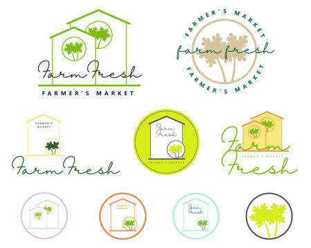 Organic and natural food, healthy food and farm fresh product, organic logos, icon, badges and stickers collection for food and drink market e-business.
