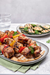 Green salad with grilled chicken breast. Healthy food, clean eating concept