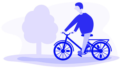 Naklejka premium man bicycle ride boy sport blue illustration cycling