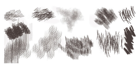 Set of vector pencil hatching
