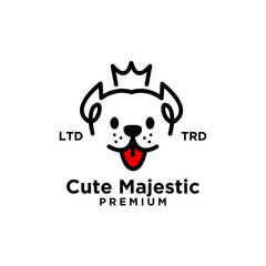 simple king Dog head line art vector logo design isolated white background