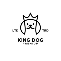 simple king Dog head line art vector logo design isolated white background