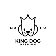 simple king Dog head line art vector logo design isolated white background