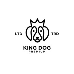 simple king Dog head line art vector logo design isolated white background