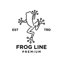 big toad frog line vector logo design isolated white background