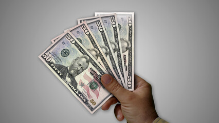 Dollar growing pile of money in hand concept illustration