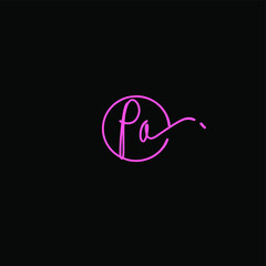 Pa initial handwriting logo vector