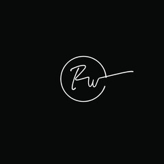 Rw initial handwriting logo vector