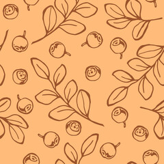 Seamless pattern with blueberry. Hand drawn illustration converted to vector.